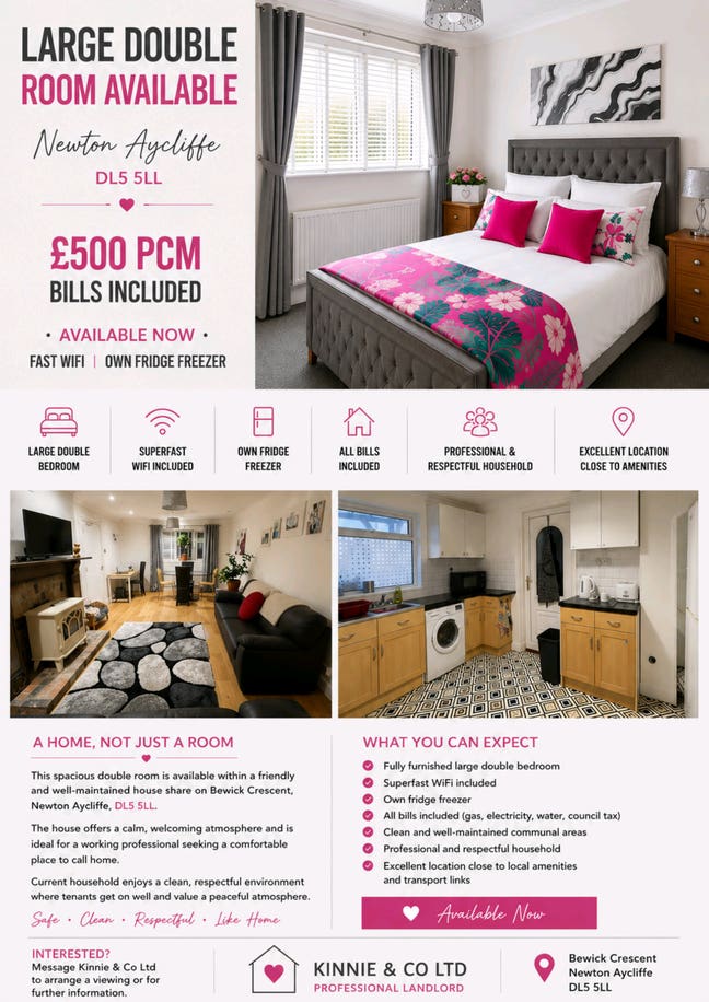 Quality Double Room Newton Aycliffe  Main Photo