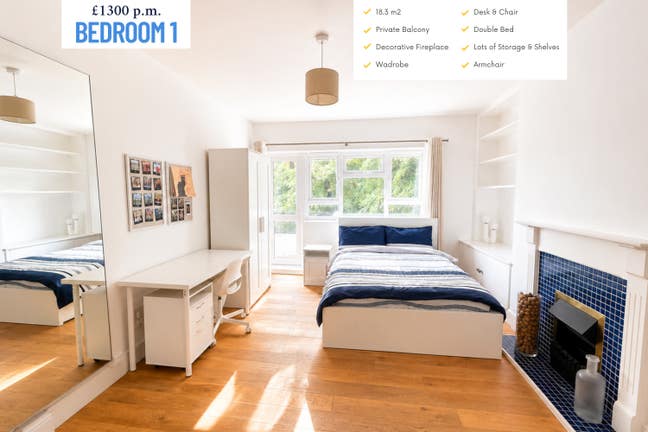RCA students - 18m2 Bedroom private balcony Main Photo