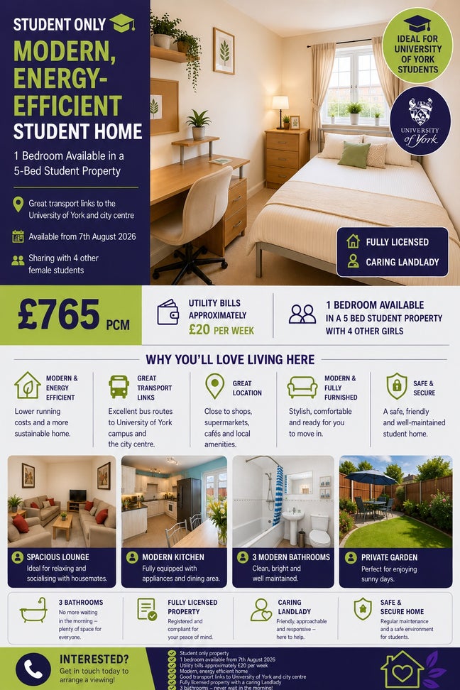 Student room available in shared house Main Photo