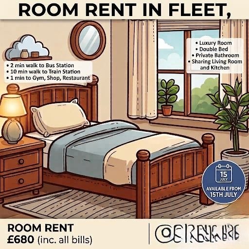 Double room to rent in fleet Main Photo