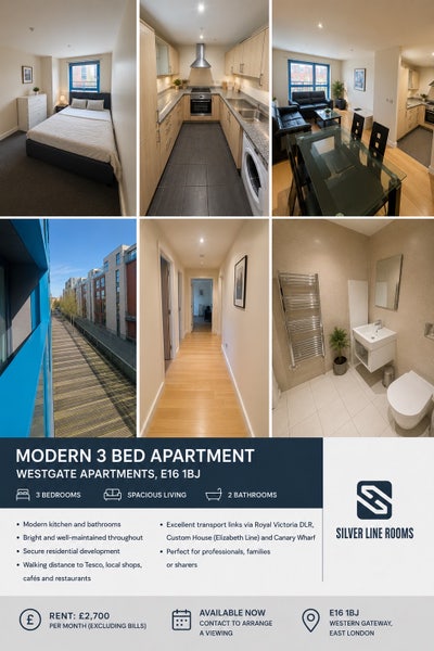 Modern 3 Bed Apartment in  E16 Main Photo