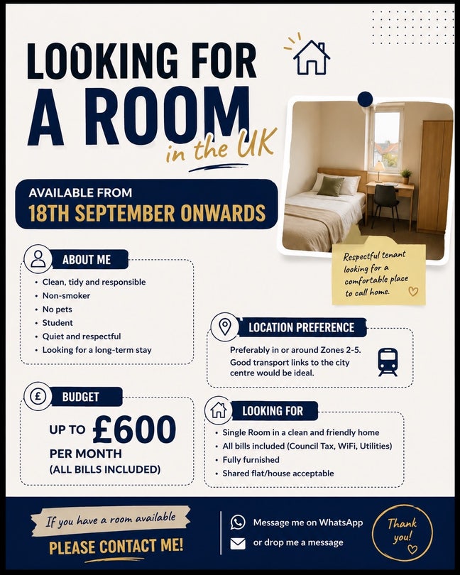 Student Looking for Single Room!😃🛌 Main Photo