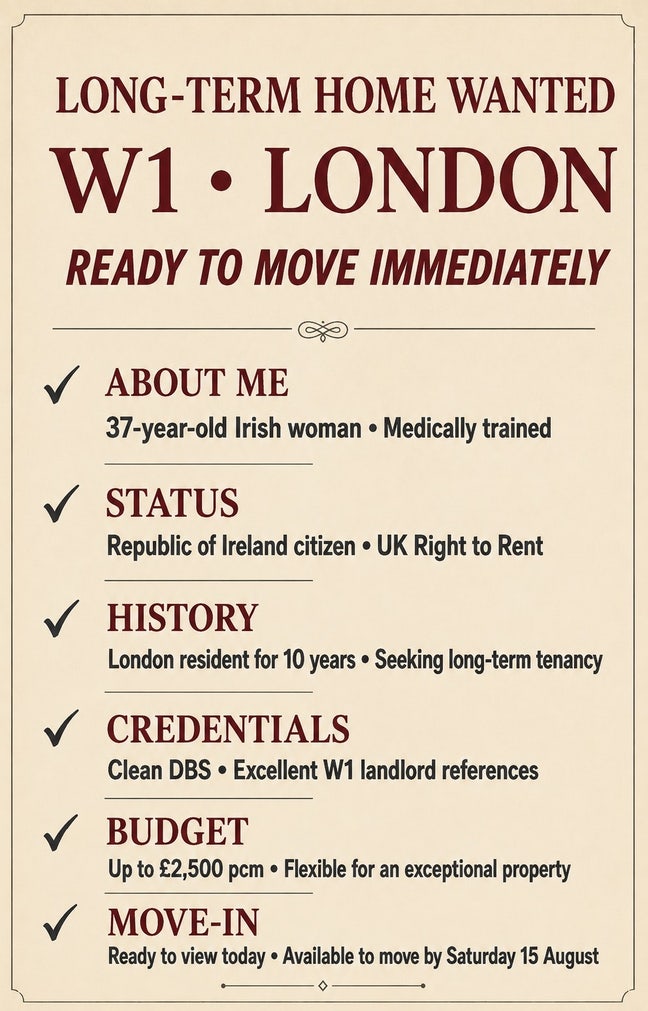 To Landlords W1-1 Bed Flat Needed & Ready Now  Main Photo