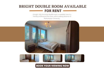 Bright Double Room Available in Roehampton (110) Main Photo
