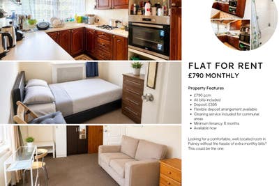 Double Room Near Putney Station | &pound;790 PCM Main Photo