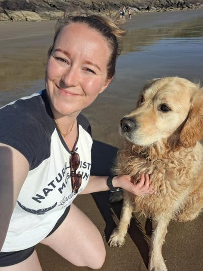 Professional female & her golden retriver looking  Main Photo