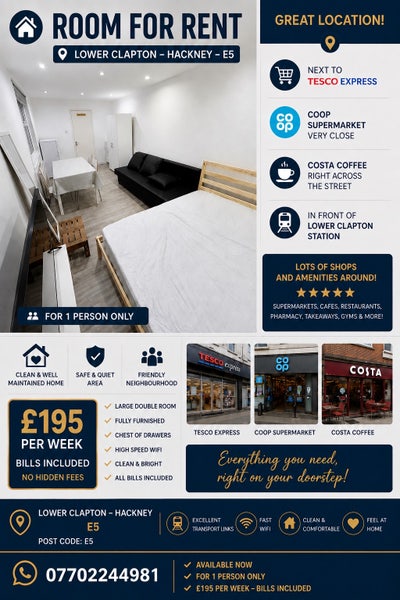 Double Room to Rent 🔑🔑☝️for 1 Person Only  Main Photo