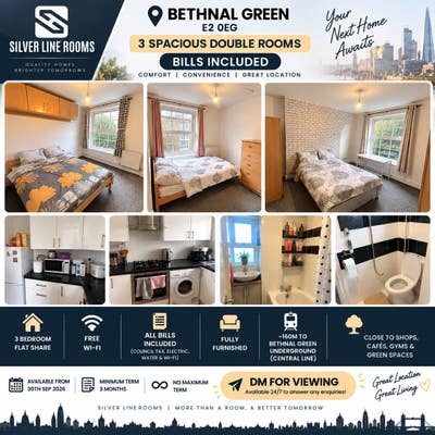 🏡 3 Double Rooms | Bethnal Green | Bills Inc Main Photo