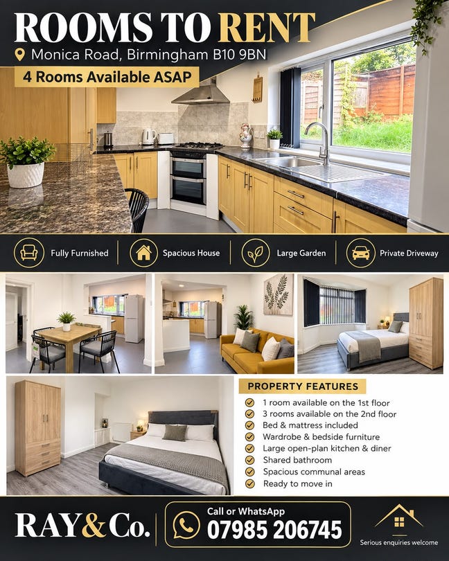4 Furnished Rooms to Rent – Monica Road, B10 | Bil Main Photo