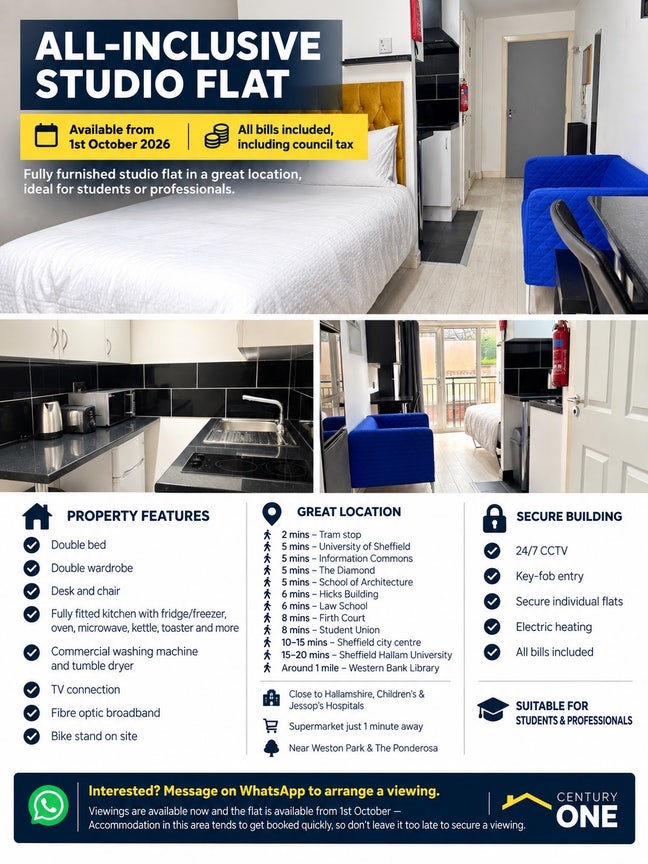 All Inclusive Studio Flat 1St Oct  2026 Main Photo