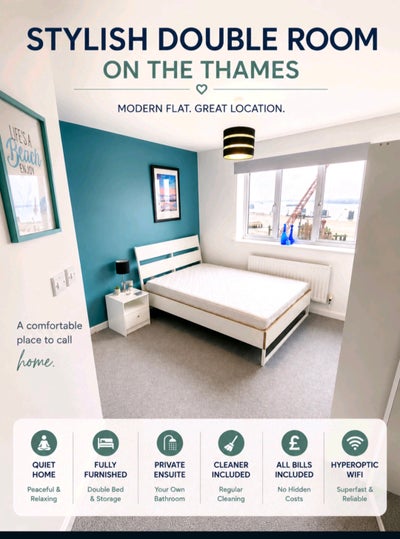 🌊 Double Ensuite | Thames Views | Bills + Cleaner Main Photo