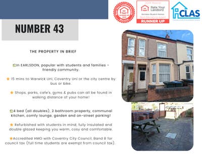 Modern, clean 4 bed student houseshare for 27/28 Main Photo