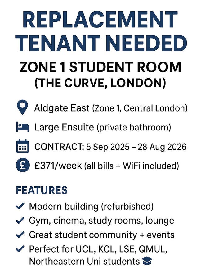 Replacement tenant needed – Large ensuite  Main Photo