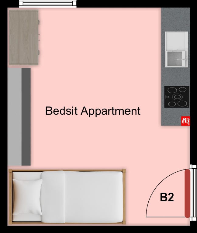 New Bedsit w. a private Kitchenette near City Main Photo