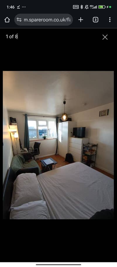 A large furnished double bedroom to let. New Cross Main Photo