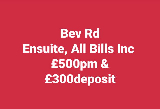 Bev Rd, Double Ensuite room, all bills included  Main Photo