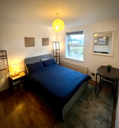 Bright Double room top view microwave and fridge  Main Photo