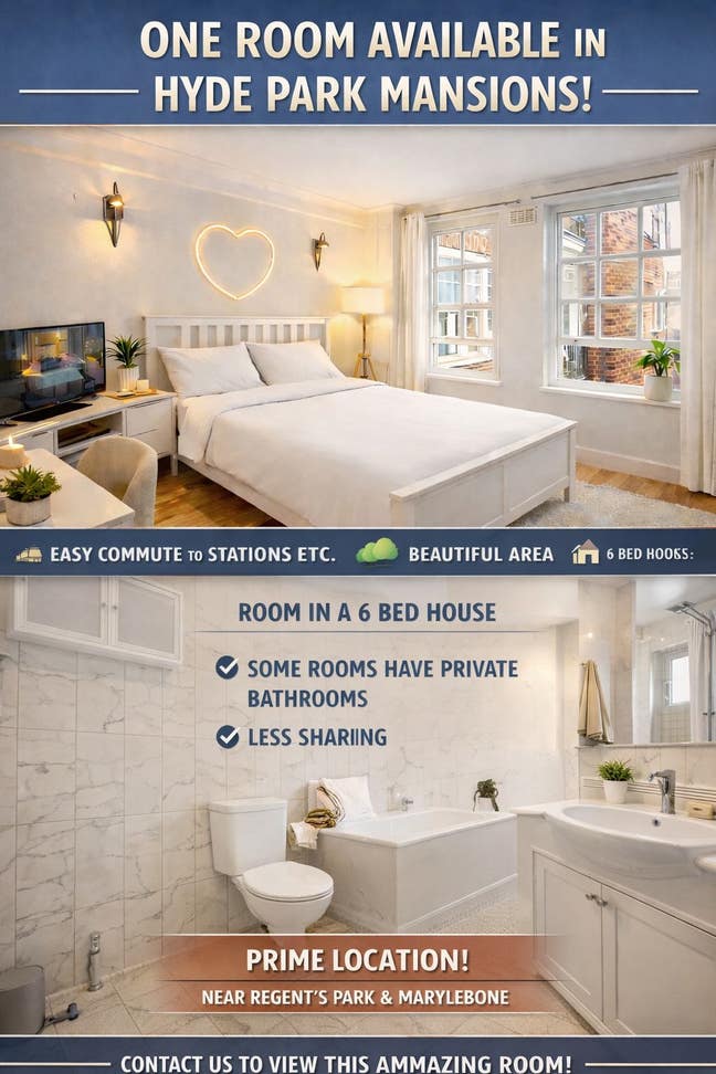 ✨🗝️ Spacious Double Room in Hyde Park Mansions✨ Main Photo