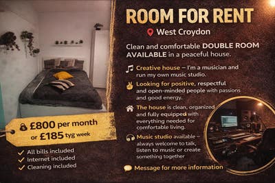 Room 185/week to Rent – West Croydon  Main Photo
