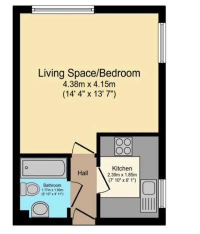 Studio flat free parking gas boiler Main Photo