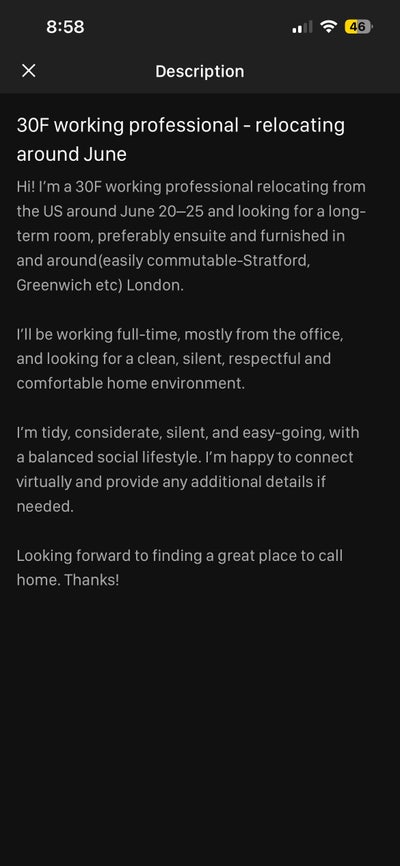 30F working professional - relocating around June  Main Photo